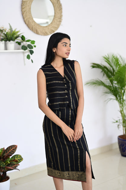 Black Stripe Handloom Co-Ord Set