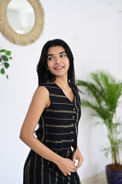 Black Stripe Handloom Co-Ord Set