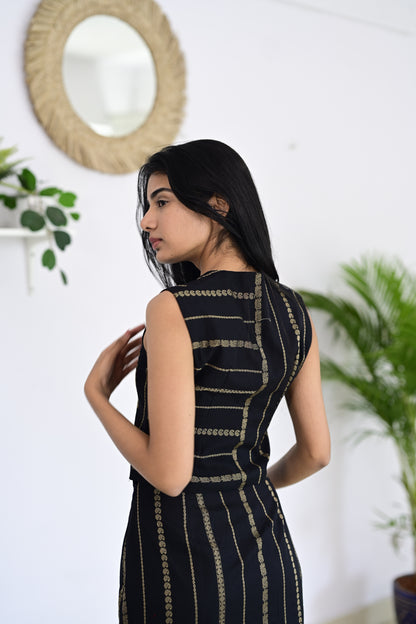 Black Stripe Handloom Co-Ord Set