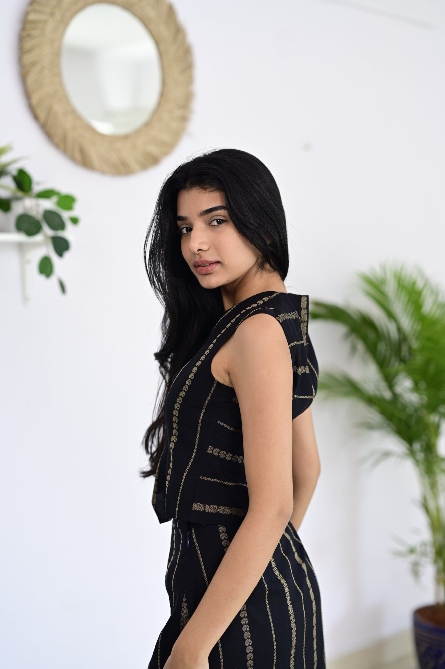 Black Stripe Handloom Co-Ord Set