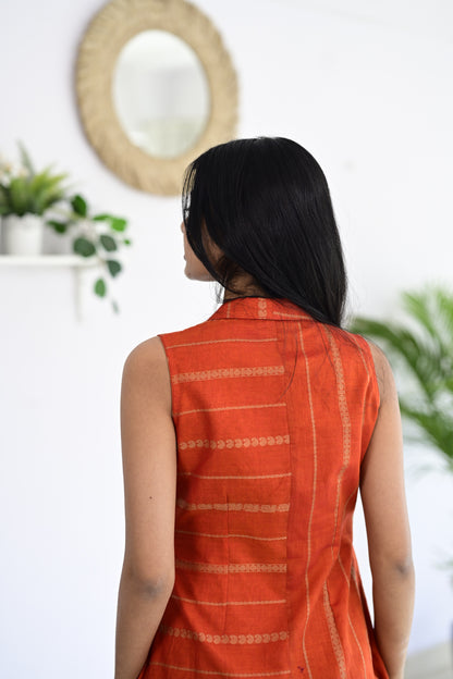 Orange Fusion Narayanpet Dress