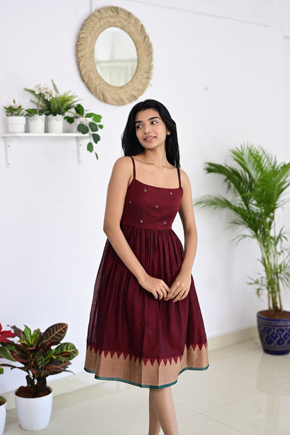 Maroon Narayanpet Dress