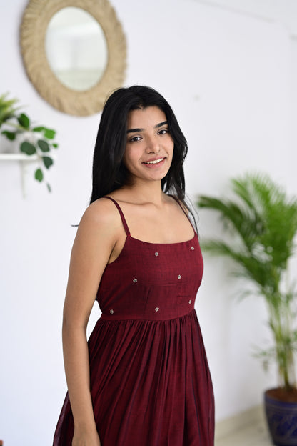 Maroon Narayanpet Dress