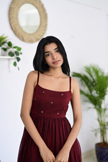 Maroon Narayanpet Dress