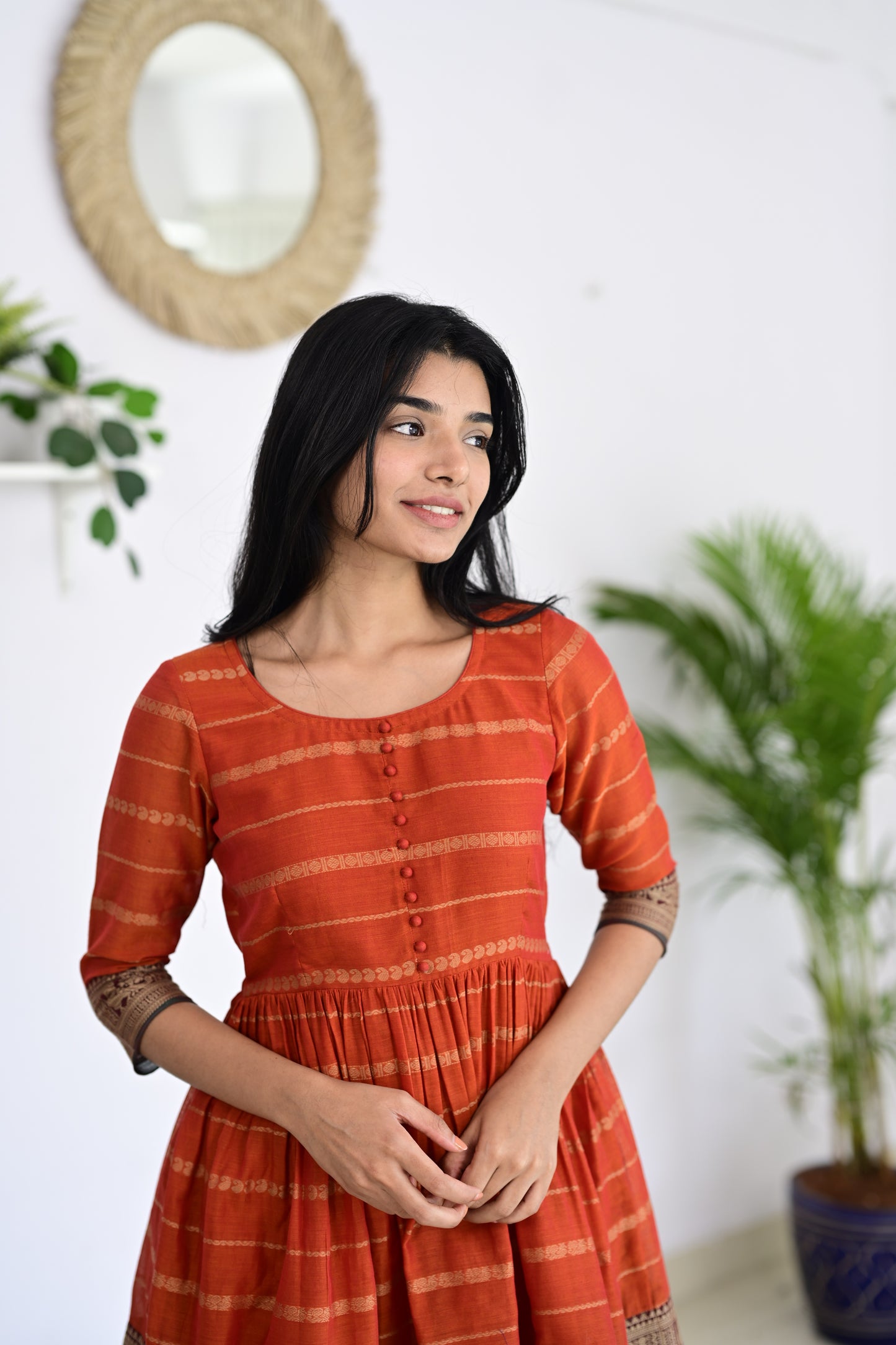 Orange Narayanpet Short Dress