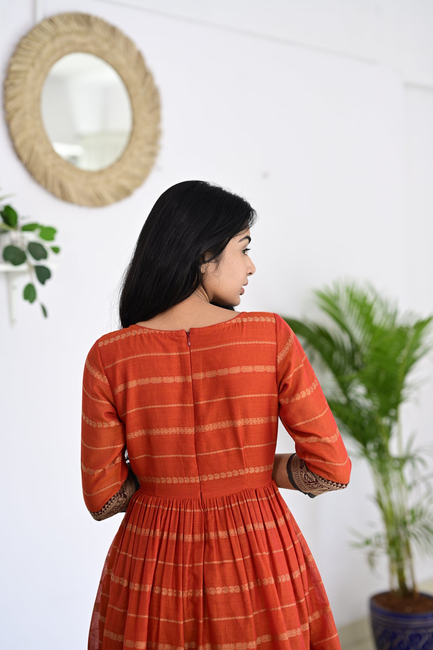 Orange Narayanpet Short Dress